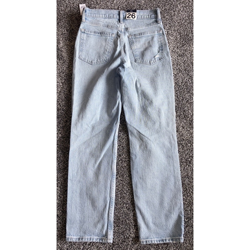 GAP Cheeky Straight High Rise Denim Blue Jeans 26 / 2R NWT Light Wash Distressed - Picture 3 of 14